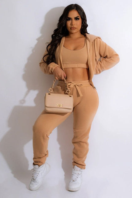 3 Piece- Bra Hoodie Jacket & Jogger Set