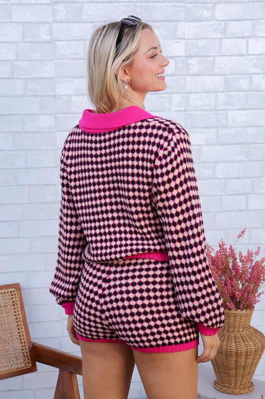 Living Single Pink & Black Short Set