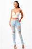 High Rise Destroyed Skinny Jeans