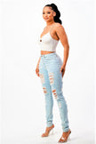High Rise Destroyed Skinny Jeans