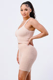 Fuzzy Knit Cami & Biker Short Set