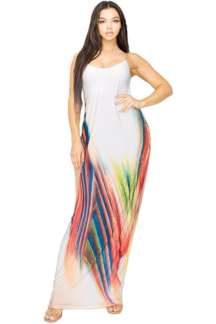 Brushed Print Maxi Dress